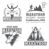 Set of running marathon and jogging emblems labels badges 2