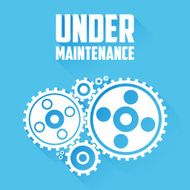 White Cogwheels Under Maintenance Website Page Message