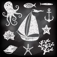 Silhouette Sea - Hand drawn set of sea symbols N5