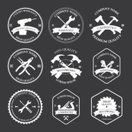 Vintage carpentry tools labels and design elements vector N5
