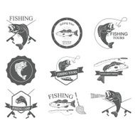 Set of vintage fishing labels badges and design elements N5