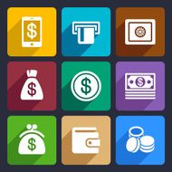 Money and bank Flat Icons Set 40
