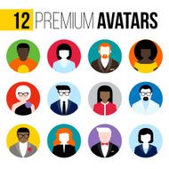 Modern flat avatars set Colorful male and female user icons N2