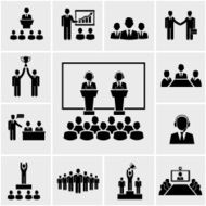 Business conference and presentation icons