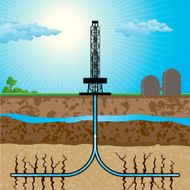 Hydraulic fracturing gas drilling illustration