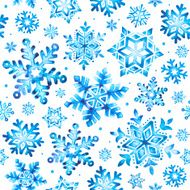 Watercolor snowflakes seamless pattern