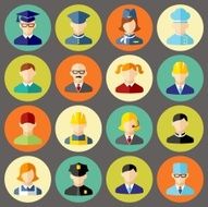 Set of colorful people occupation icons N3
