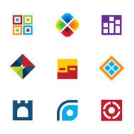 Colorful startup innovation idea icon set business abstract logo vector