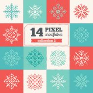 Set of pixel snowflakes N2