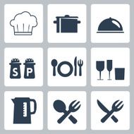 Vector isolated tableware icons set