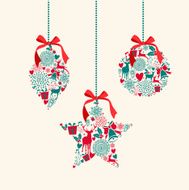 Merry Christmas hanging baubles elements composition