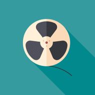 Colorful film reel flat square icon with long shadows