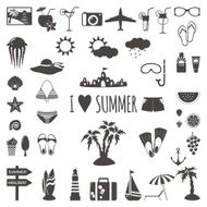 Set of flat summer icons N2