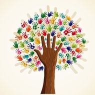 Diversity human hand concept tree N2