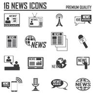 News reporter icons set