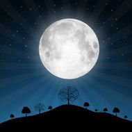 Full Moon and Night Landscape Illustration