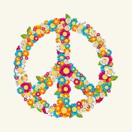 Isolated peace symbol made with flowers composition EPS10 file