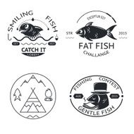 Fishing emblems labels vector illustration