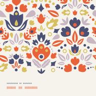 Ornamental folk tulips horizontal frame seamless pattern background N2