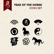Chinese new year of the Horse icons set
