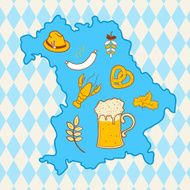 Map of Bavaria Oktoberfest symbols N2