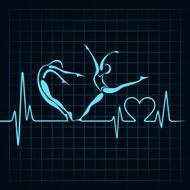 Yoga posses inside heartbeat illustration