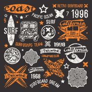 Surfing emblem and design elements N3