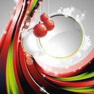 Christmas illustration with red glass balls and text space