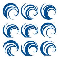 Ocean wave contour icon set