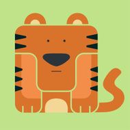 Flat square icon of a cute tiger