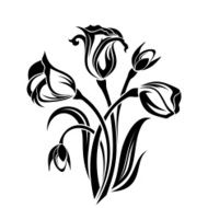 Black silhouette of flowers Vector illustration N12