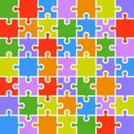 Jigsaw puzzle color parts template 7x7 pieces