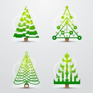 Christmas trees set of stylized symbols Vector graphics