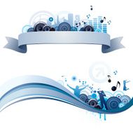 Music themed header and footer