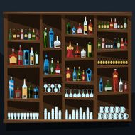 Alcohol shelf background full of bottles