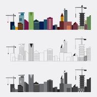 Vector of Gray scale and Colorful Buildings