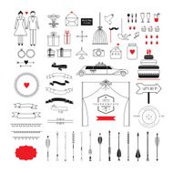 Wedding collection - vector icons badges arrows Wedding marriage bridal