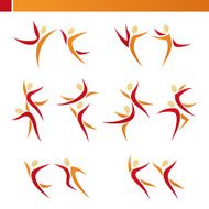 Abstract human couple in action Icons set