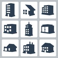 Vector isolated buildings icons set N2