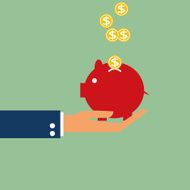 hand holding piggy bank vector icon