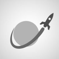 Spaceship flying around planet