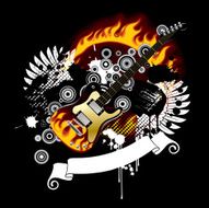 Black background with a guitar