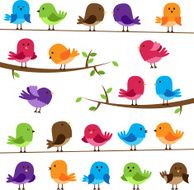 Vector Set of Colorful Cartoon Birds N2