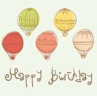 greeting birthday card with cute doodle colorful air balloons N2