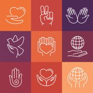 Vector charity line logos and signs N2
