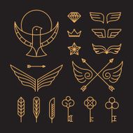 Vector set of outline hipster design elements