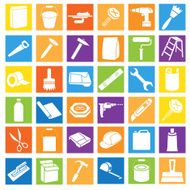 Set of Bright Colorful Icons in Flat Style