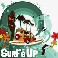 Surfers and waves