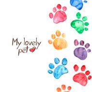Watercolor illustration with animal footprints N3