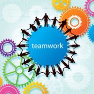 Teamwork Community Holding Hands Gear Background N2